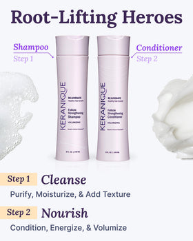 Keranique conditioner applied on hair strands