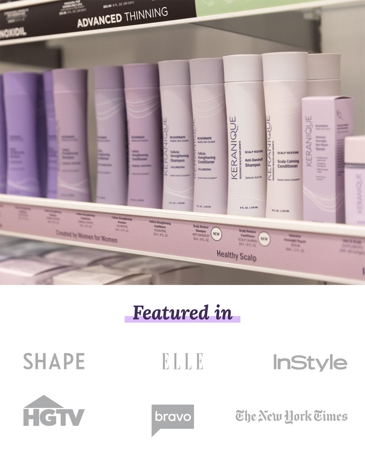 Keranique Damage Control Conditioner in a bathroom setting