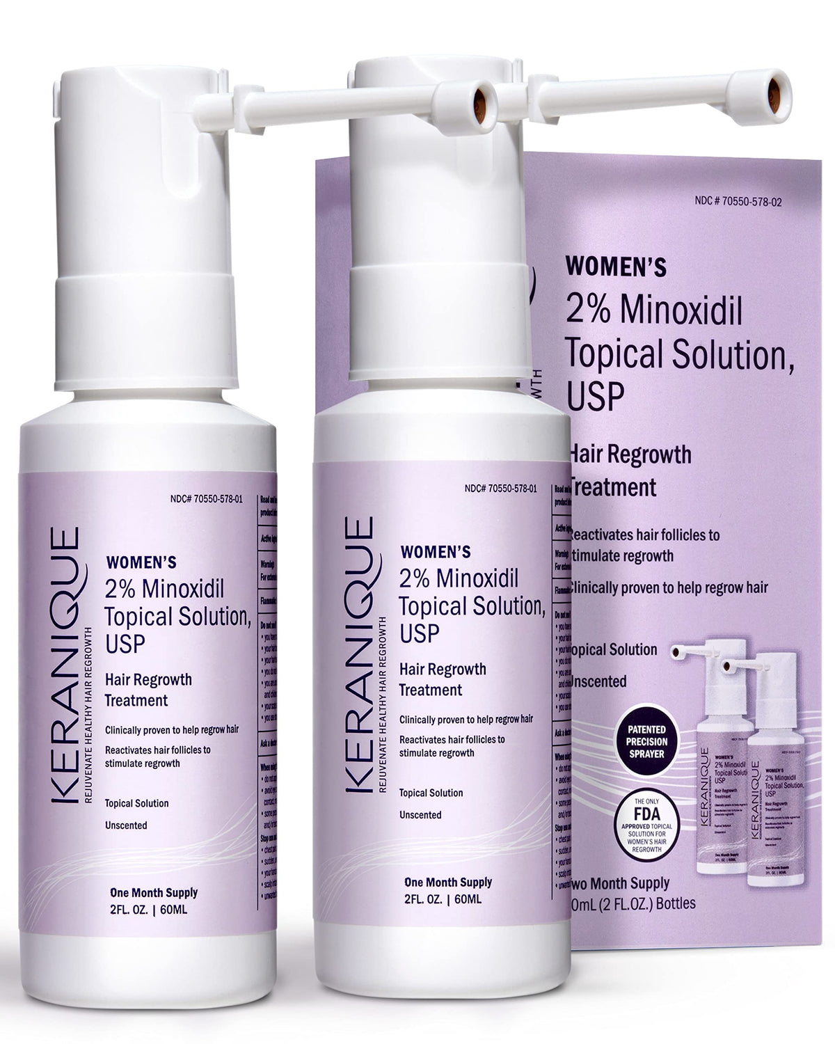 Keranique Hair Regrowth 2% Minoxidil Spray front view