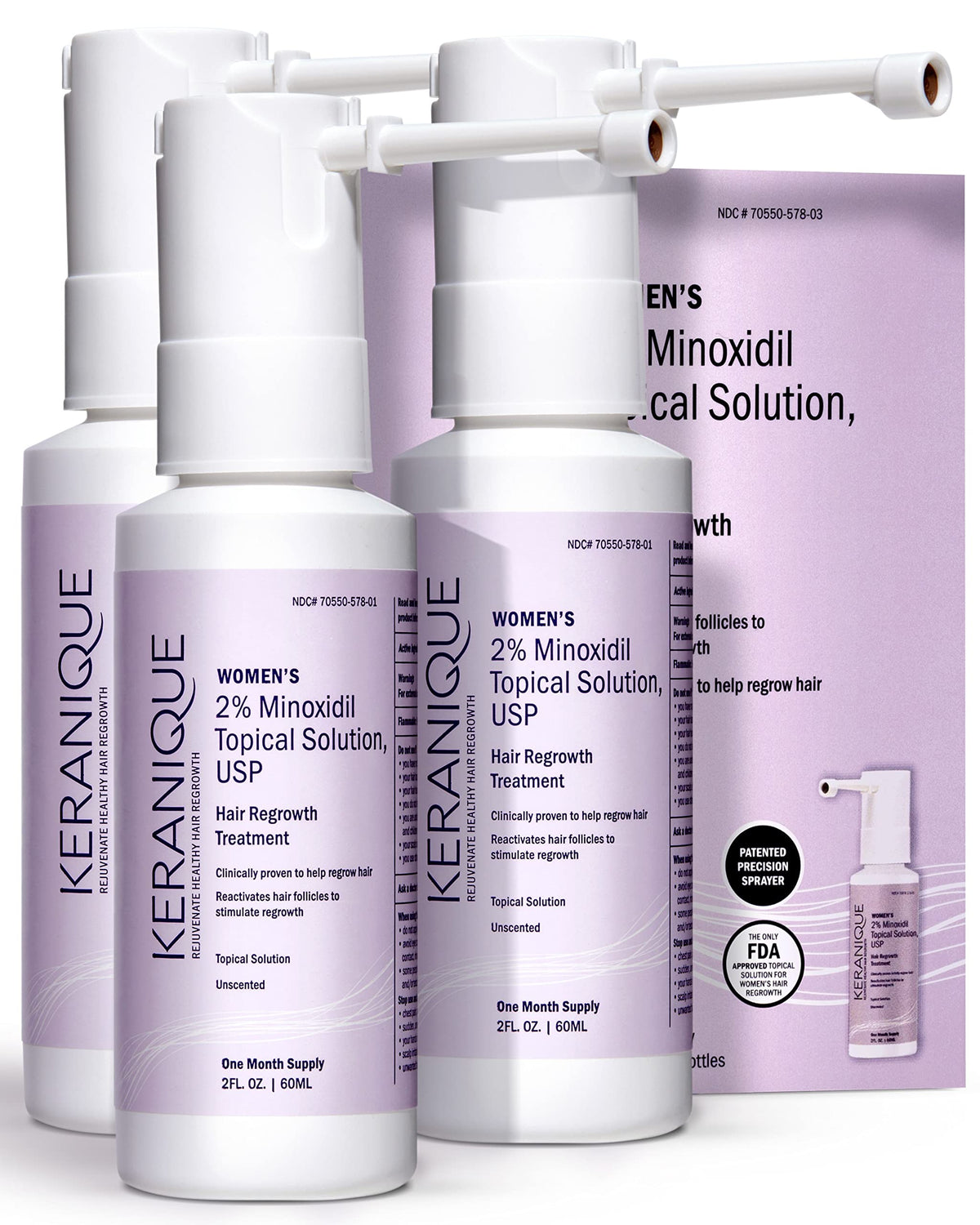 Keranique Hair Regrowth 2% Minoxidil Spray front view