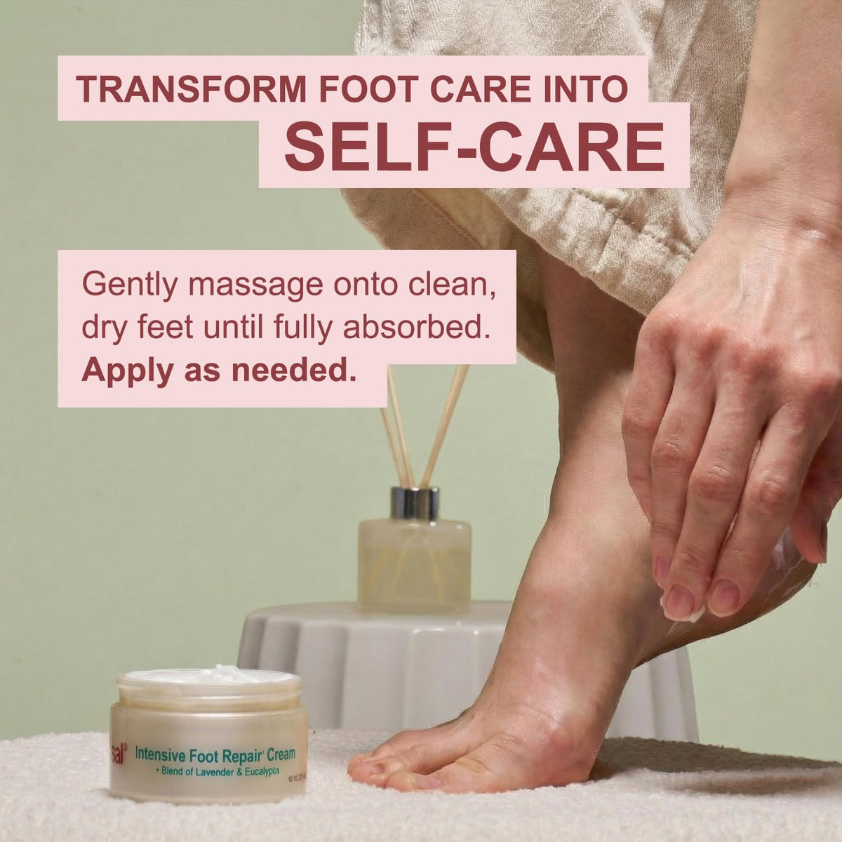 Kerasal Intensive Foot Repair Cream jar on bathroom shelf