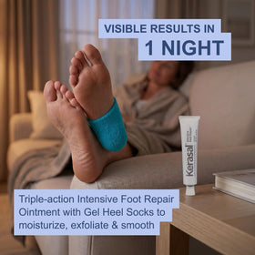 Kerasal Intensive Foot Repair Ointment with gel socks displayed together