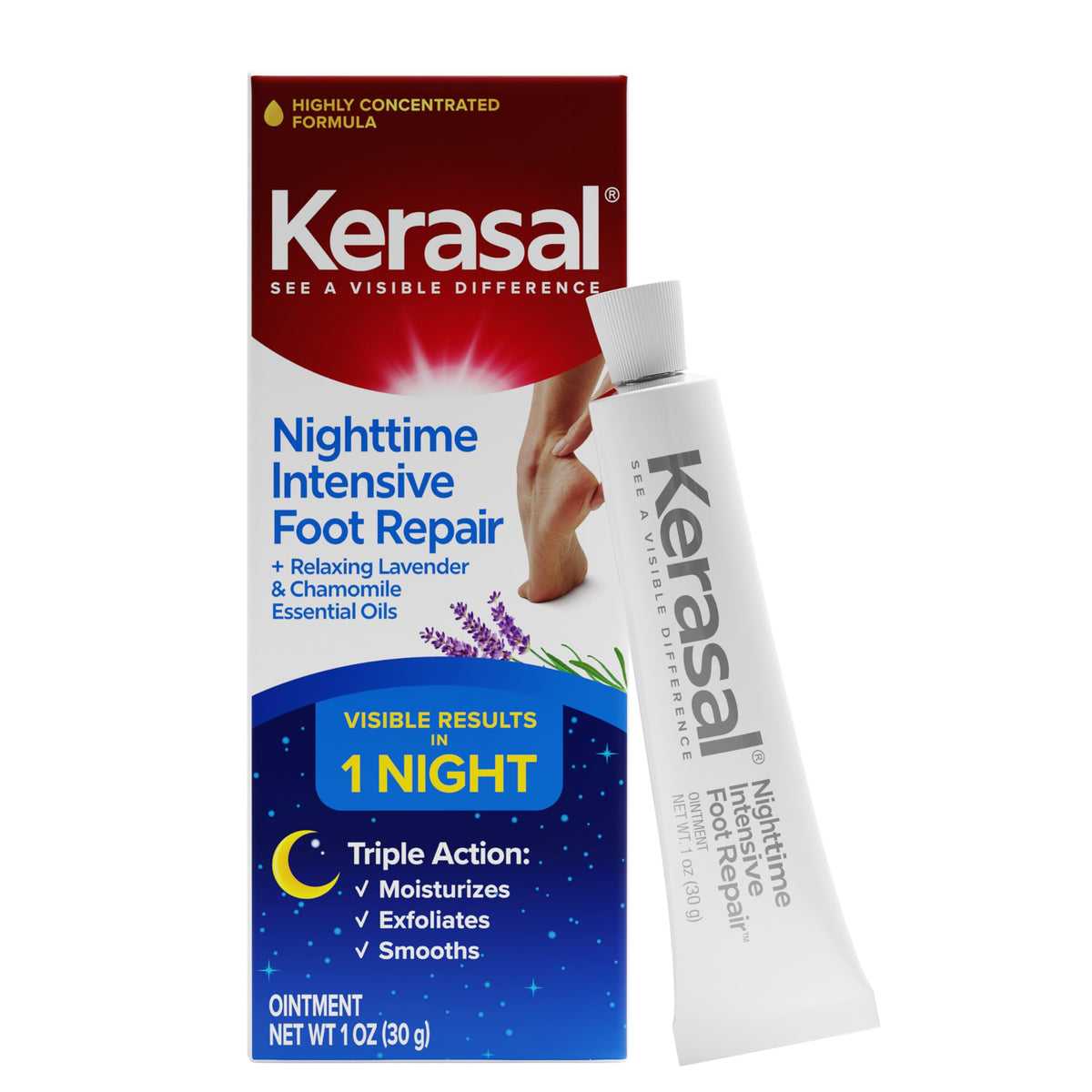 Kerasal Nighttime Intensive Foot Repair Ointment 1oz front view