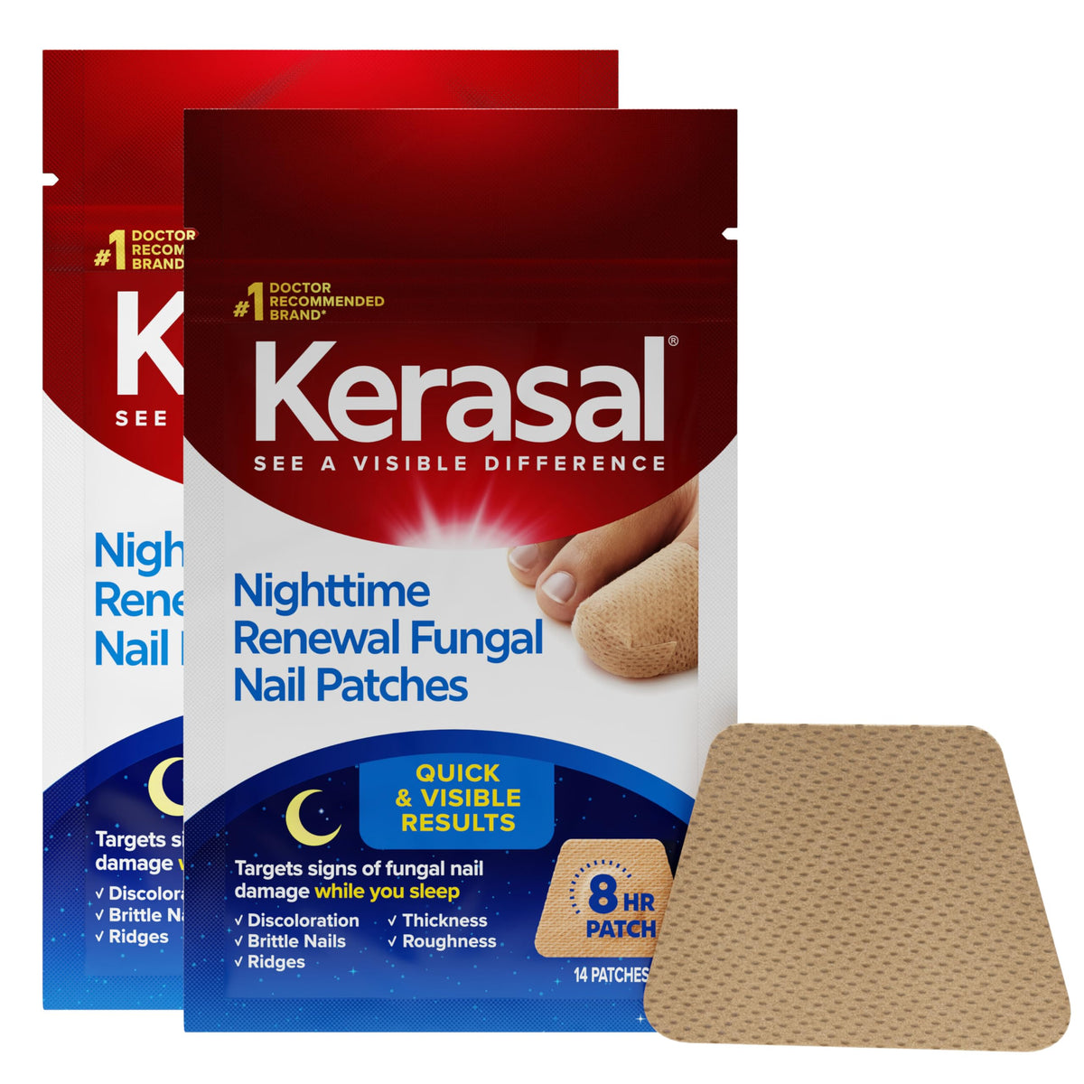 Kerasal Nighttime Nail Renewal Patches front view with packaging details