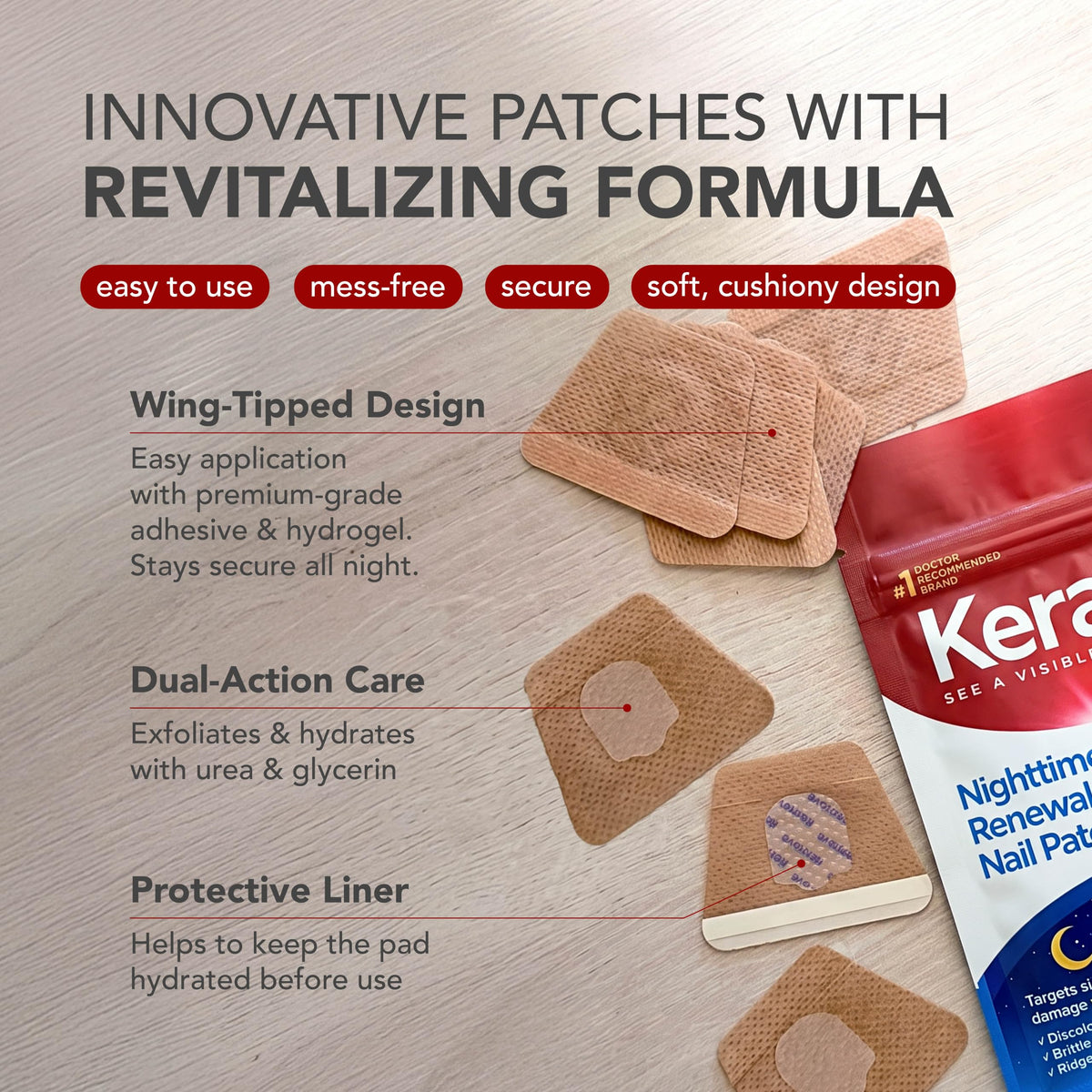 Kerasal Nighttime Nail Renewal Patches side view showing patch design