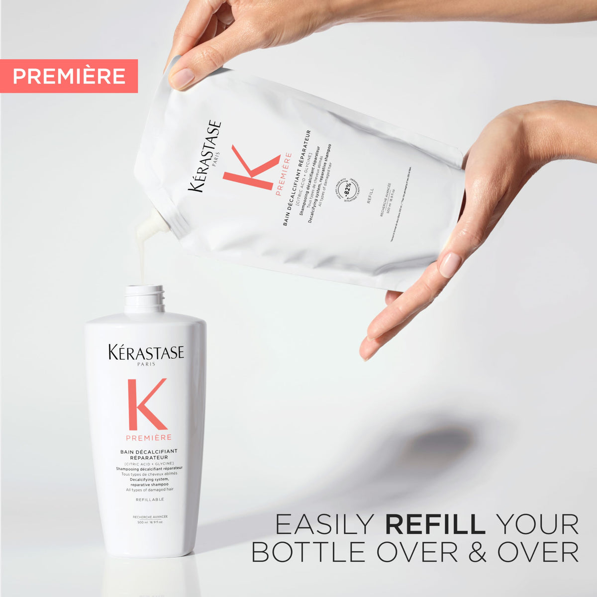 KÉRASTASE Premiere Shampoo on a bathroom shelf
