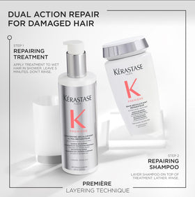 KÉRASTASE Premiere Shampoo with surrounding hair care products