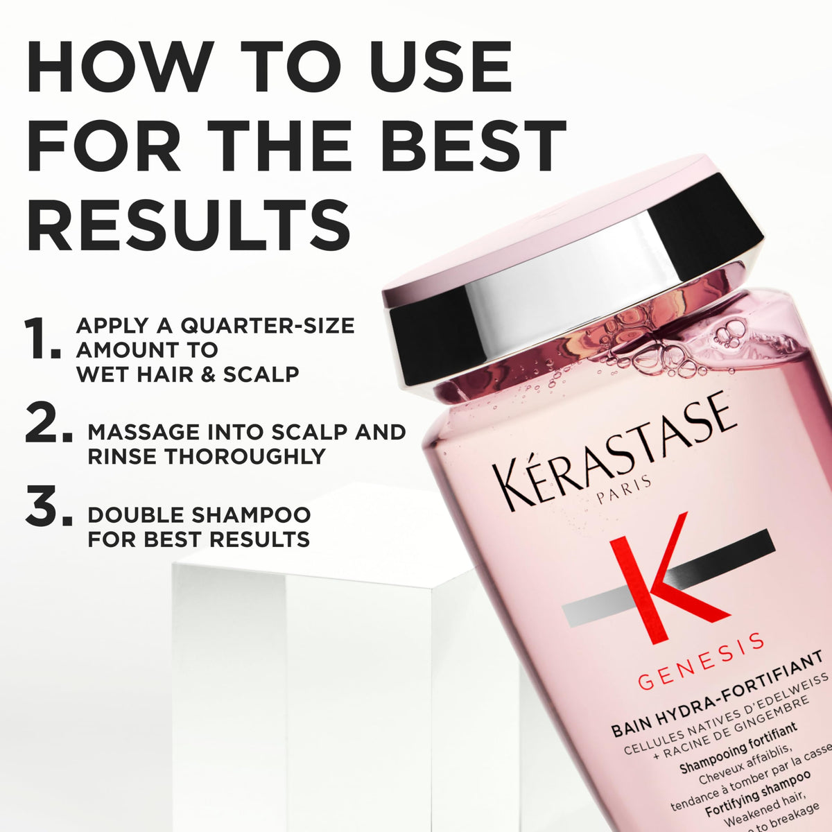 KÉRASTASE shampoo in bathroom setting
