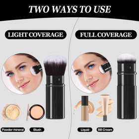 Keriloo Kabuki Brush in a travel bag for easy portability