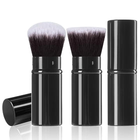 Keriloo Retractable Kabuki Brush Set front view with protective covers