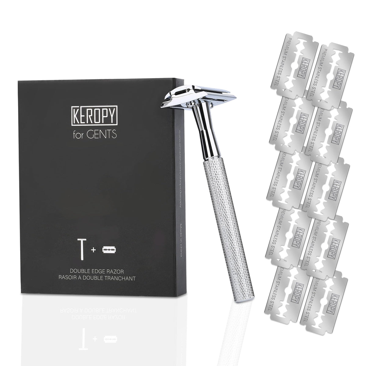 Keropy Safety Razor alongside shaving accessories