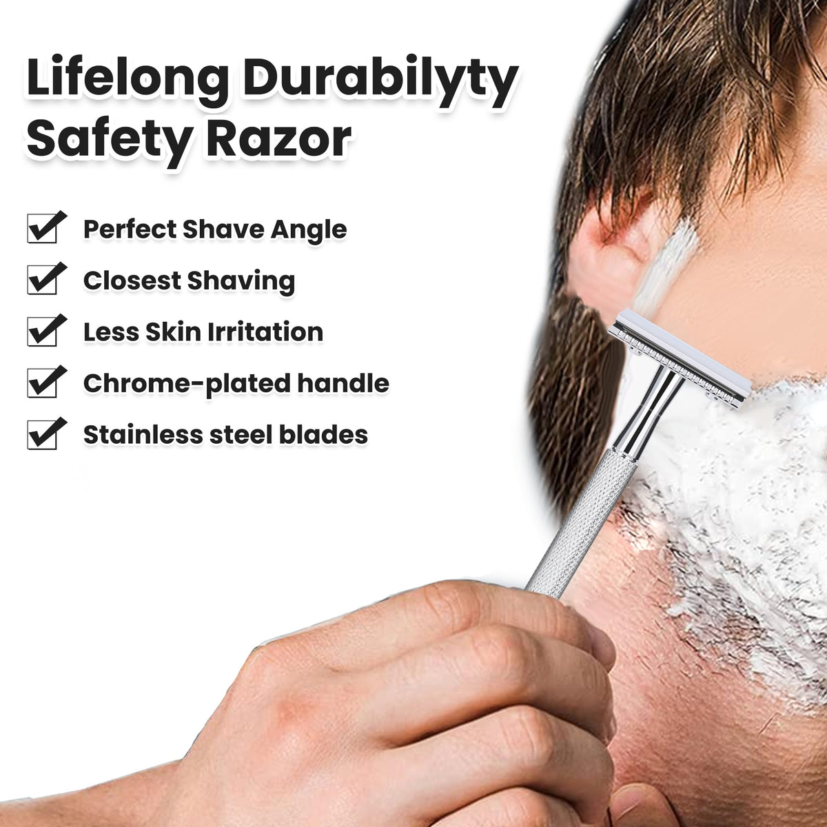 Keropy Safety Razor in action during a shaving session