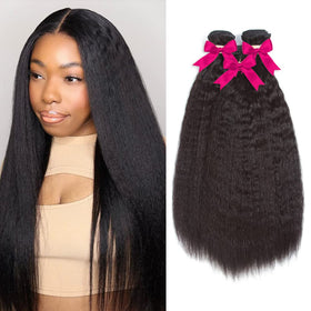 Kerriana Kinky Straight Hair Bundle 20 inch natural black