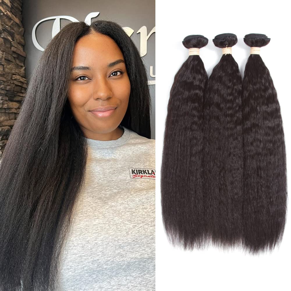 Kerriana Kinky Straight Hair Bundles in natural light