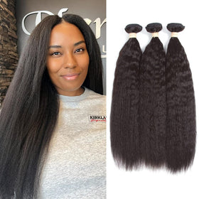Kerriana Kinky Straight Hair Bundles in natural light