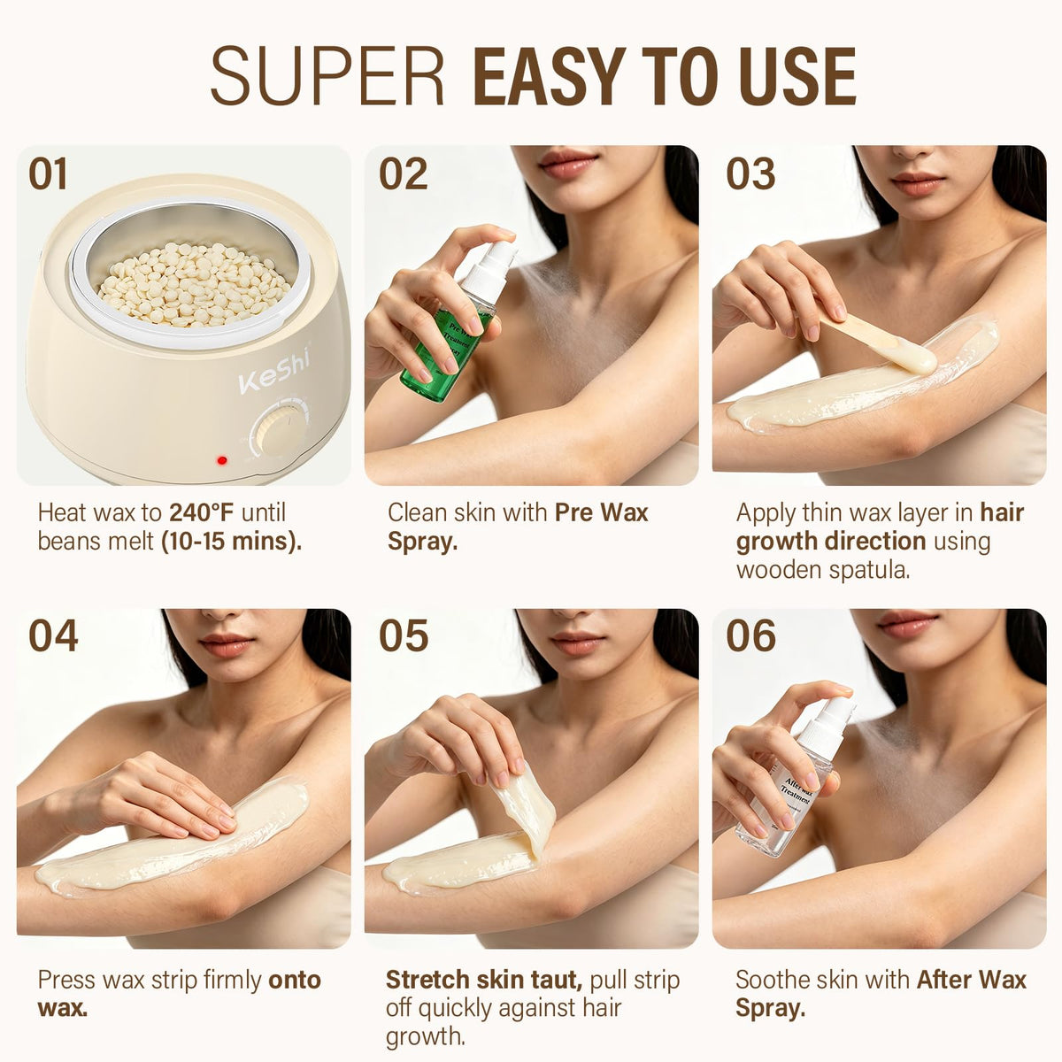 KeShi waxing kit user guide for easy instructions