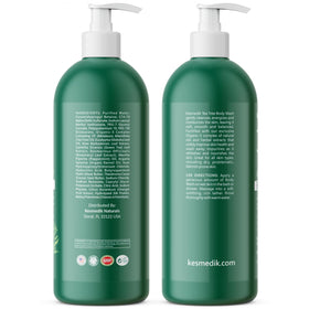 KESMEDIK Tea Tree Body Wash ingredients list on packaging