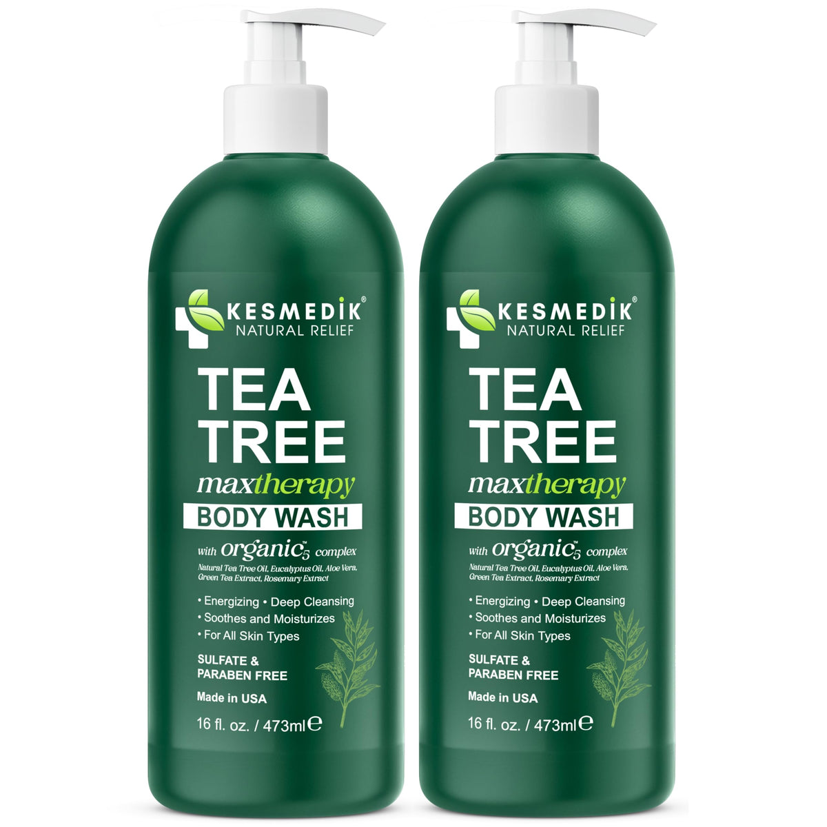 KESMEDIK Tea Tree Body Wash lathering on skin