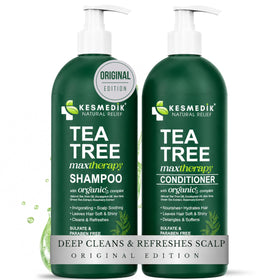 KESMEDIK Tea Tree Shampoo and Conditioner Set front view