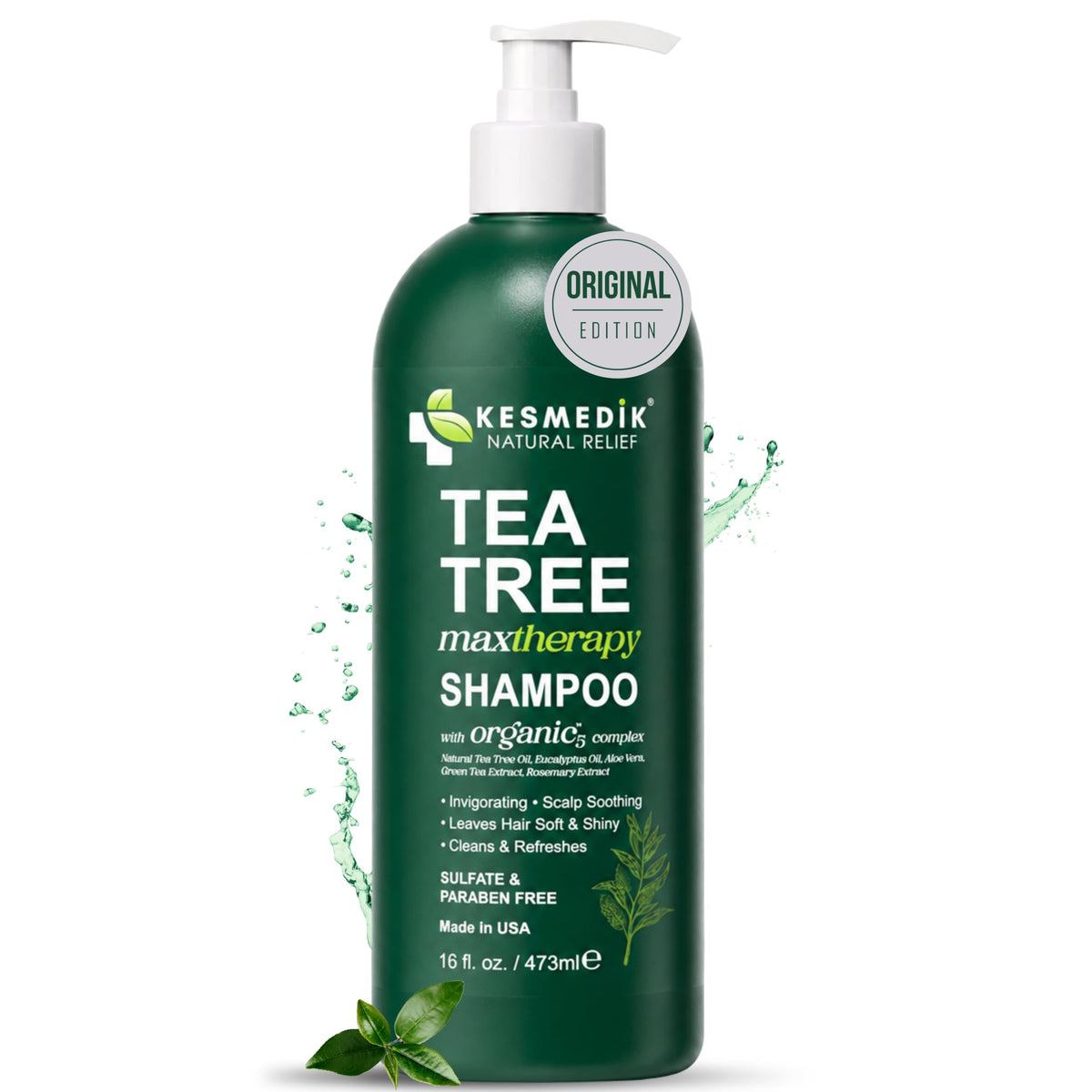 KESMEDIK Tea Tree Shampoo MaxTherapy 16 fl oz front view