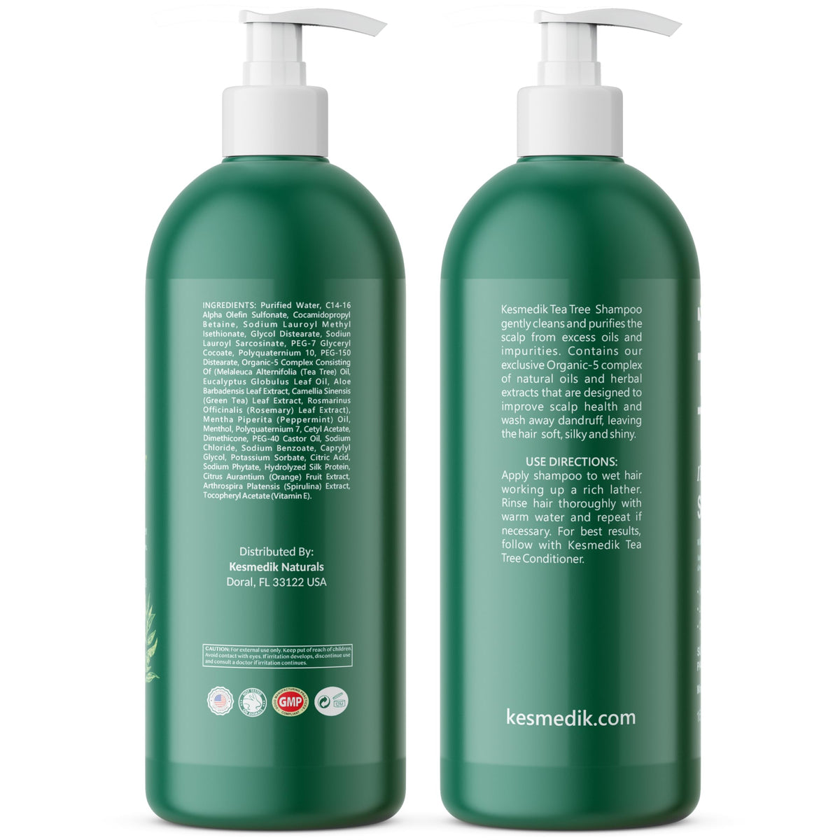 KESMEDIK Tea Tree Shampoo MaxTherapy on a vanity table