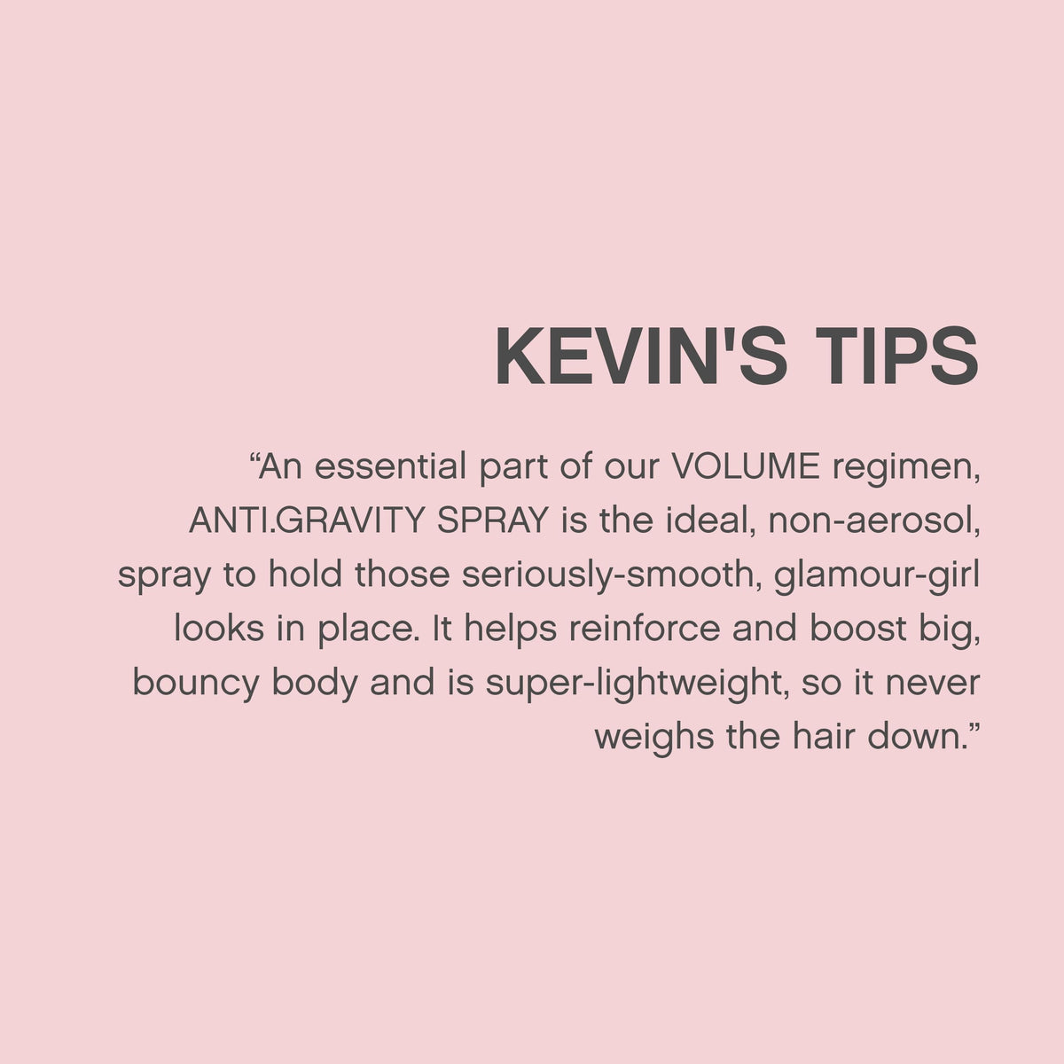 KEVIN.MURPHY ANTI.GRAVITY.SPRAY in hand demonstrating usage