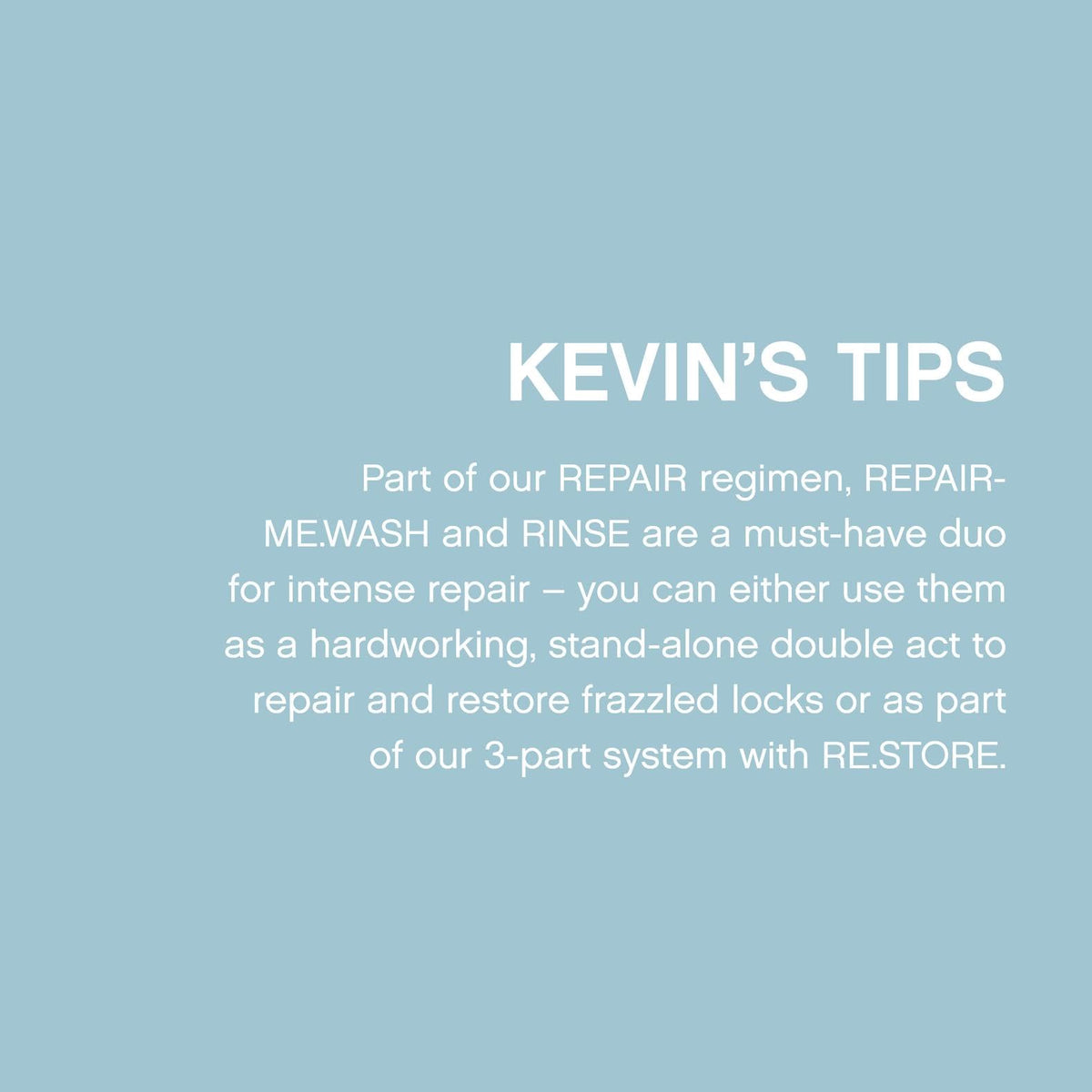 KEVIN.MURPHY REPAIR-ME travel size shampoo and conditioner on a bathroom counter