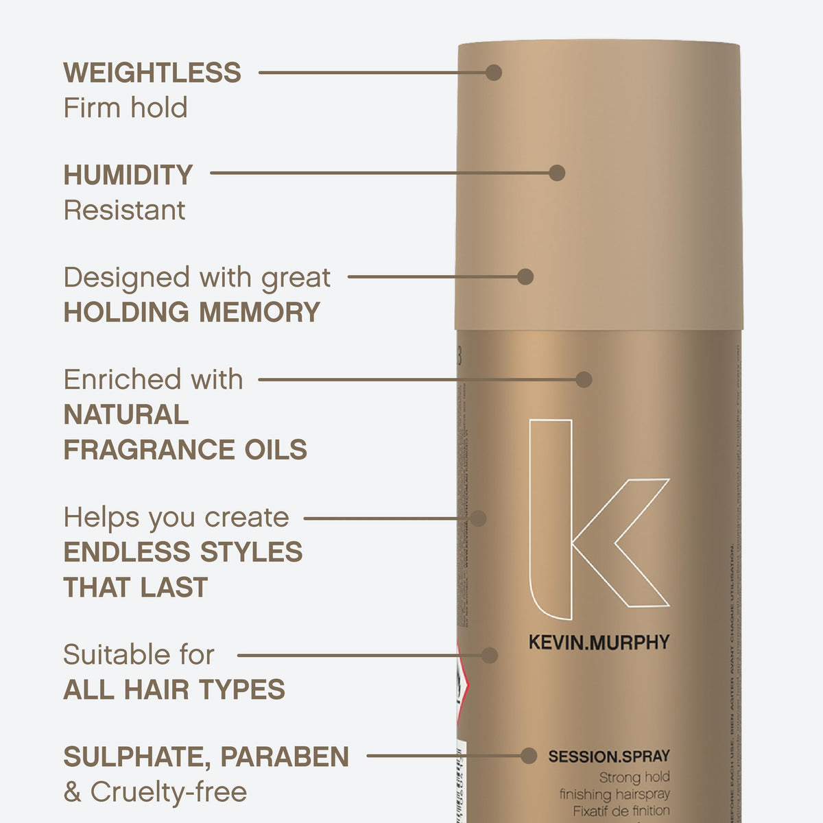 KEVIN.MURPHY SESSION.SPRAY back view with ingredient details