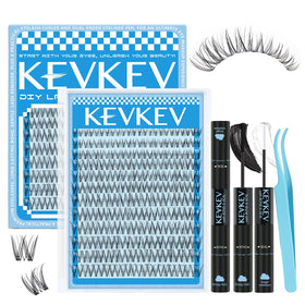 KevKev Wispy Lash Clusters Kit front view with clear band