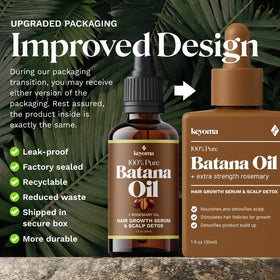 Keyoma Batana Oil 30 mL bottle back view with ingredients