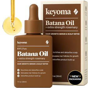 Keyoma Batana Oil 30 mL bottle front view with rosemary