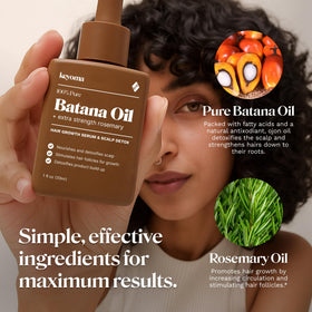 Keyoma Batana Oil 30 mL bottle in a bathroom setting