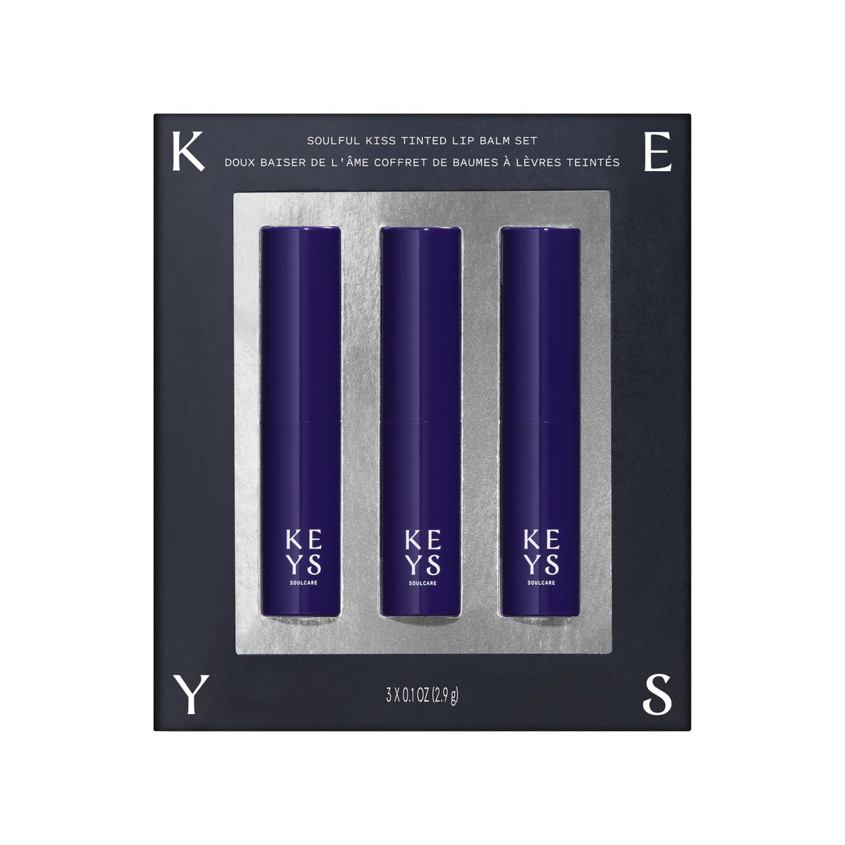 Keys Soulcare Tinted Lip Balm Set front view with three balms