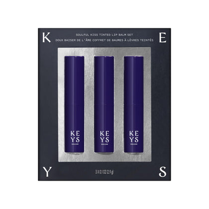 Keys Soulcare Tinted Lip Balm Set front view with three balms
