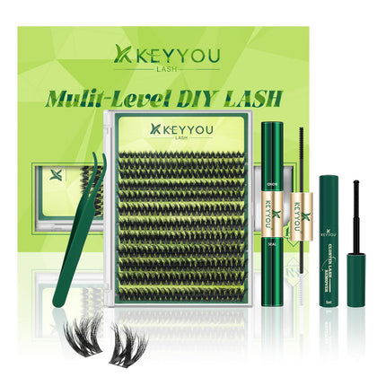 KEYYOU 3D Effect V3D01 Lash Clusters Kit front view with tools
