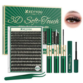 KEYYOU 3D Volume Lash Clusters Kit D Curl 100D front view
