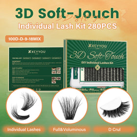 KEYYOU 3D Volume Lash Clusters Kit D Curl 100D side view