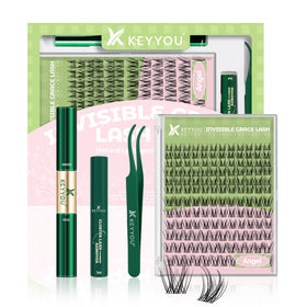 KEYYOU Angel Lash Clusters Kit front view with 144 clusters