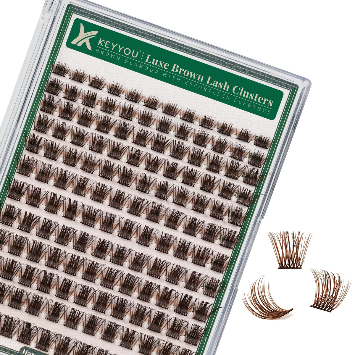 KEYYOU Brown Lash Clusters 144pcs front view