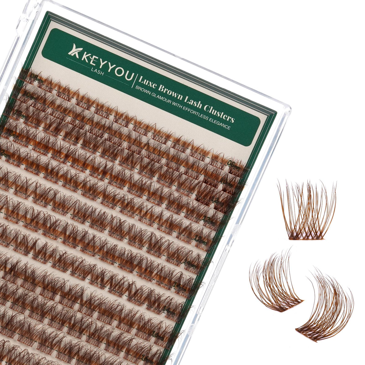 KEYYOU Brown Lash Clusters 3D tray with 144 pieces