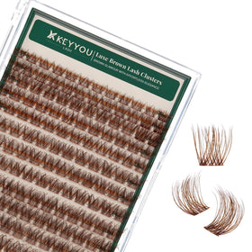 KEYYOU Brown Lash Clusters 3D tray with 144 pieces