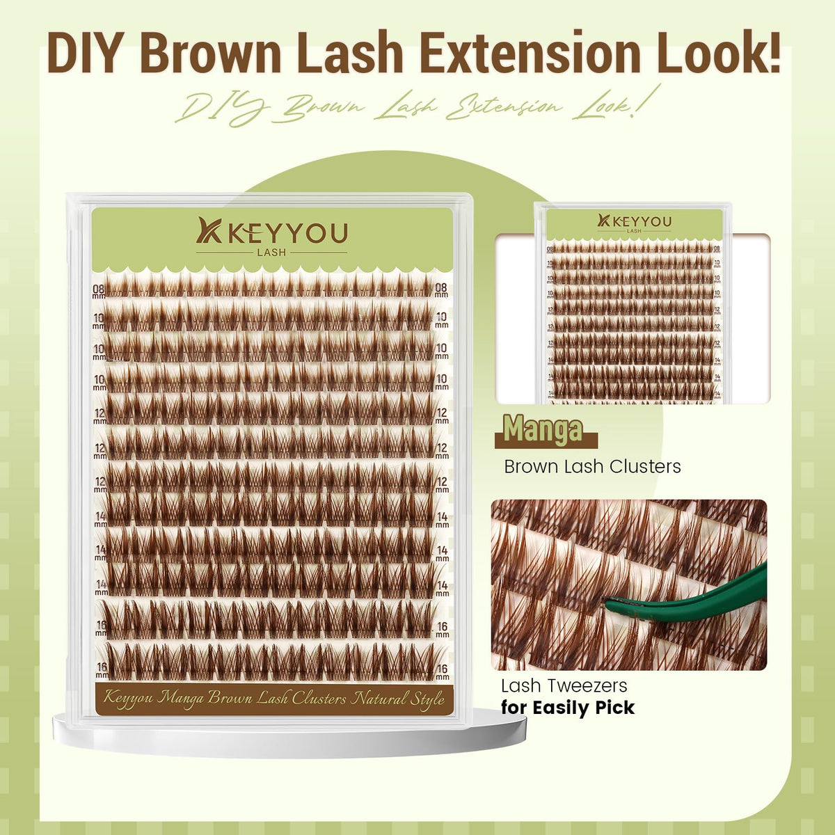 KEYYOU Brown Lash Clusters C Curl application process