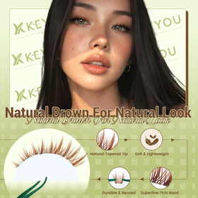 KEYYOU Brown Lash Clusters C Curl mixed lengths