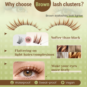 KEYYOU Brown Lash Clusters C Curl with lash bond