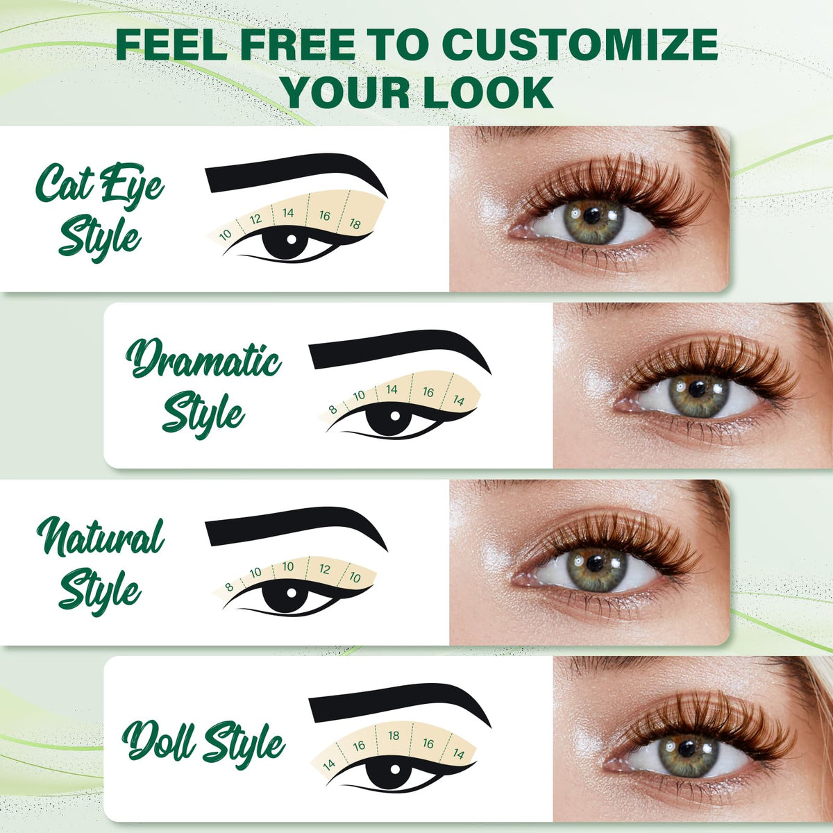 KEYYOU Brown Lash Clusters displayed with light hair