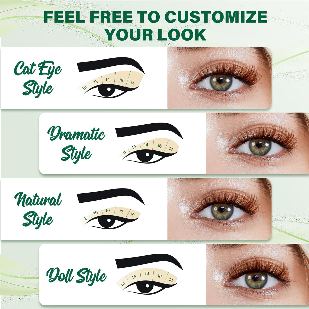 KEYYOU Brown Lash Clusters displayed with makeup tools