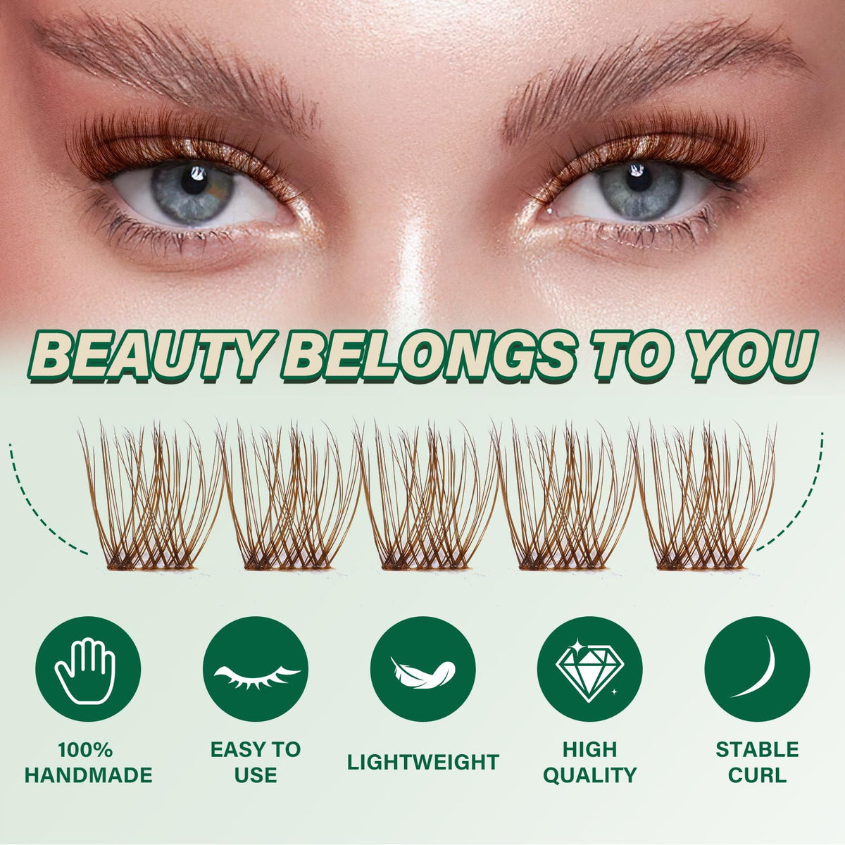 KEYYOU Brown Lash Clusters packaging front view