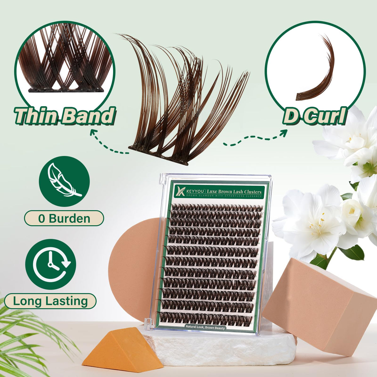 KEYYOU Brown Lash Clusters packaging front view