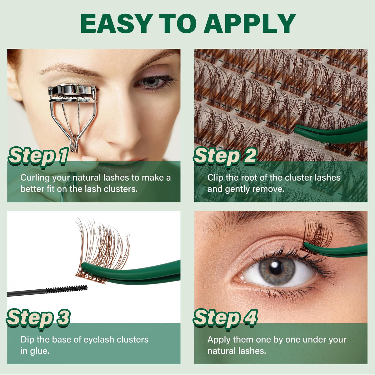 KEYYOU Brown Lash Clusters showing soft texture