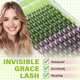 KEYYOU Bunny Lash Clusters application process with tweezers